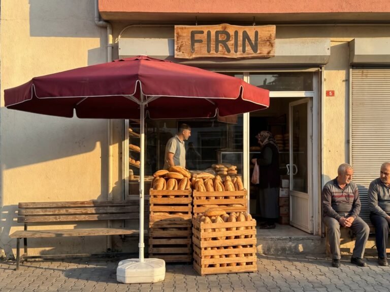 Fırın önünde duvar tipi yarım şemsiye